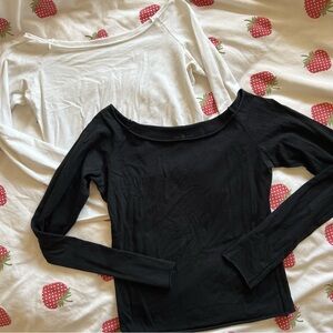 Brandy Melville Black and White off the shoulder long sleeve